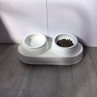 Cat Bowl Ceramic Double Bowl Dog Bowl Cat Food Bowl Anti-Knock over Anti-Splash Food Bowl Cat Meal Bowl Water Bowl Pet Supplies