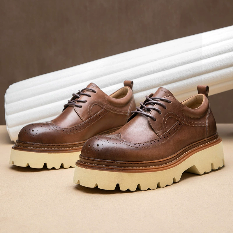 Мужская повседневная кожаная обувь на шнуровке