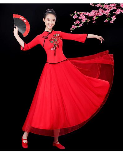 New square dance costumes for women, spring and summer new ethnic dance costumes, middle-aged and elderly yangko costumes, dance suits