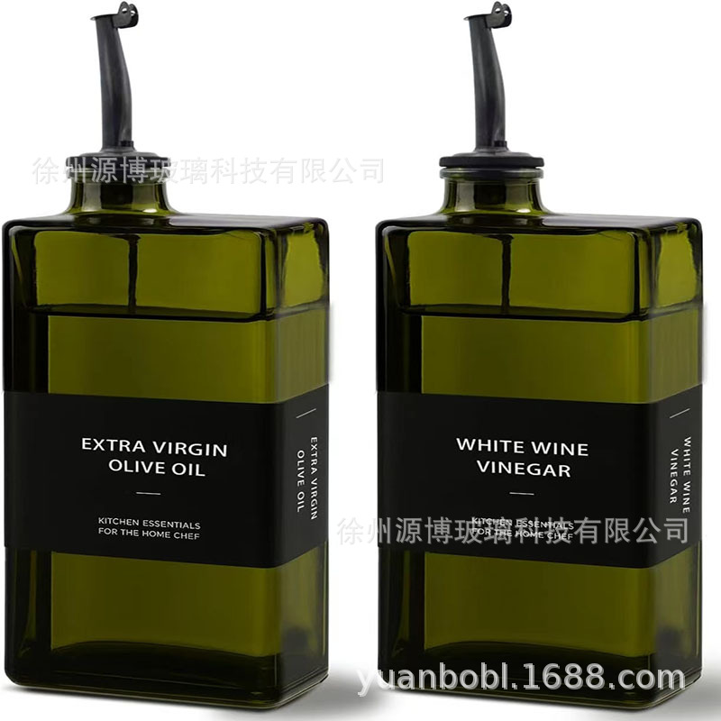 跨境方形500ml玻璃油瓶油和醋分配器大容量厨房酱油醋调料汁空瓶