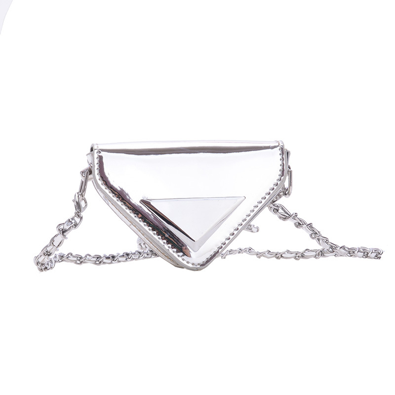 Coreana esmalte brillante mochila de niños triángulo láser bolso de hombro para niños y niñas mini cadena bolso para niños