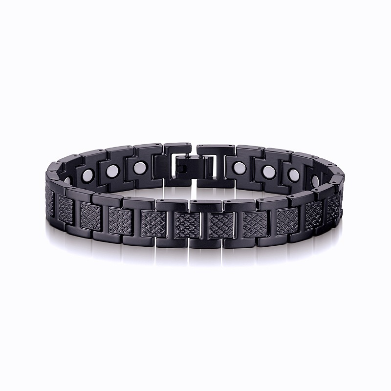 Other Bracelet Titanium Steel Magnetic Stone Black