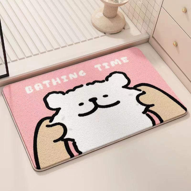 Line puppy skin-friendly imitation cashmere mat cartoon home entrance door mat soundproof cool carpet wholesale