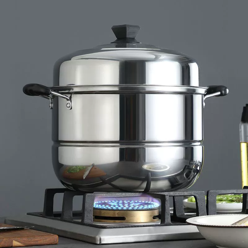 Extra -stainless steel pot large two -layer double -layer double -layer thick steamed fish induction cooker gas stove
