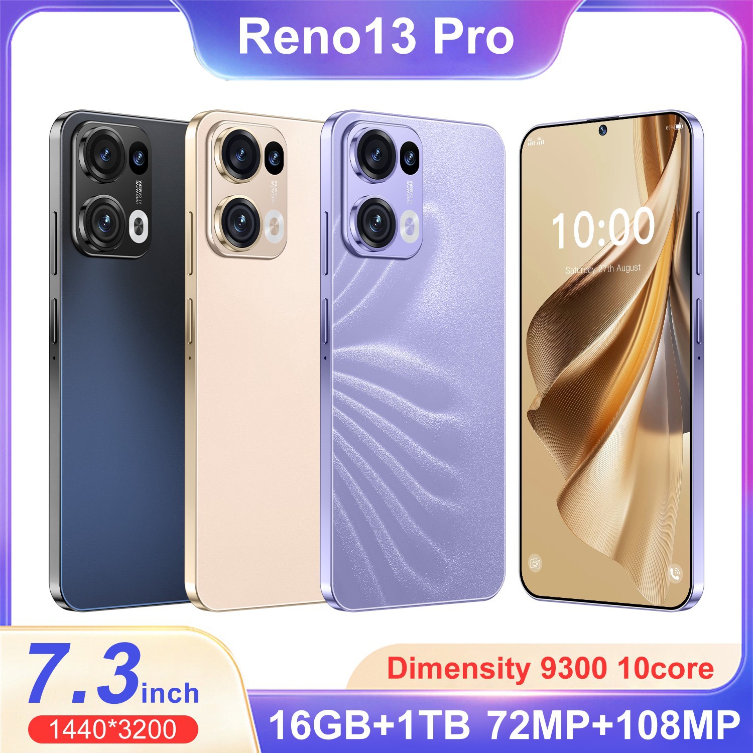 Cugo Cross-Border Mobile Phone Reno13 Pro 7.3inch Large Screen All-In-One Device New Hot Model 1+16Gb