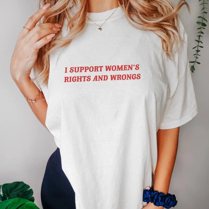 I Support Women's Rights and Reject the Notion That Women Are "Wrong" T-Shirt for Women and Men, Funny Feminist Cotton Short-Sleeve T-Shirt I Support Women's Rights and Reject the Notion That Women Are "Wrong" T-Shirt for Women and Men, Funny Feminist Cotton Short-Sleeve T-Shirt