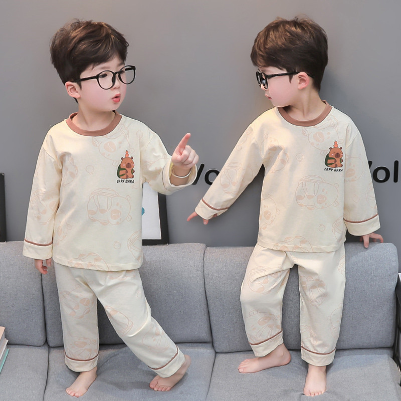 소년 잠옷 2025 봄과 여름 순면 아기 긴 소매 속옷 세트 여름 카비발라 어린이 집 옷
