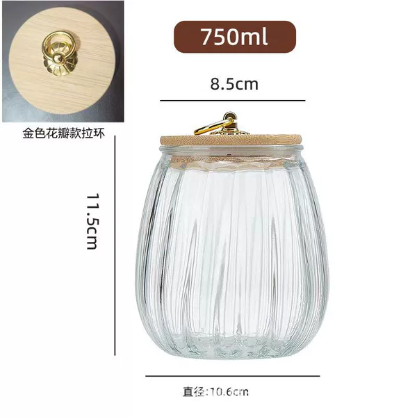 750ml round + bamboo cover [golden petal pull ring]