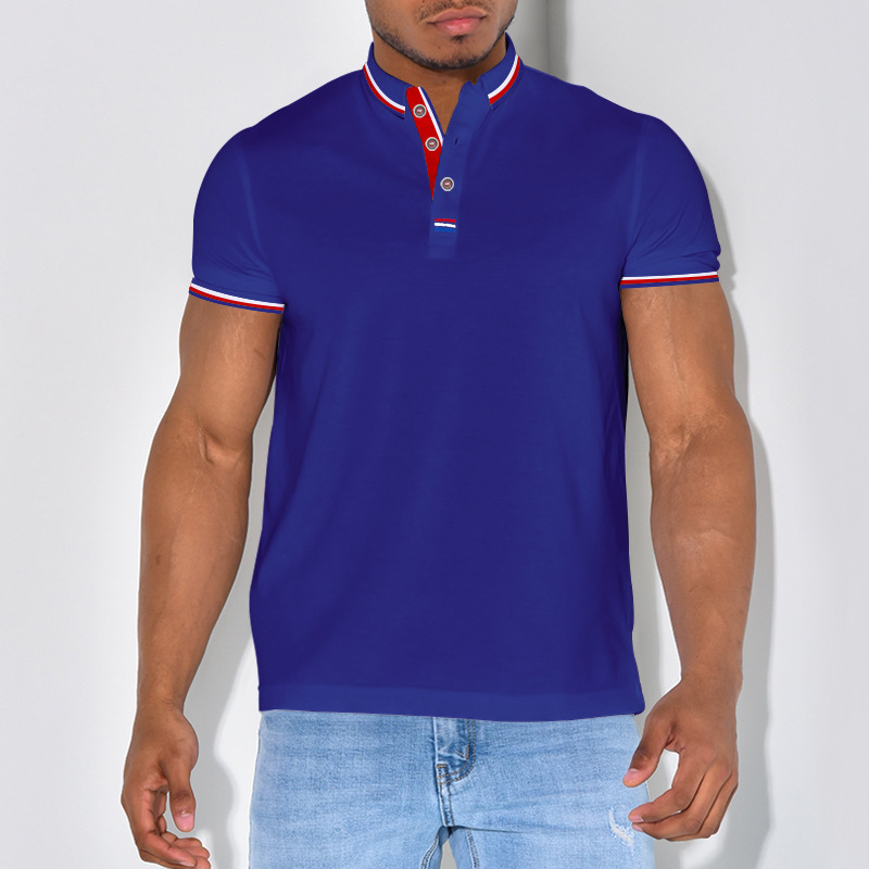 Men's Polo Shirt Solid Colour Lapel Top Business Casual Style_voghion.com