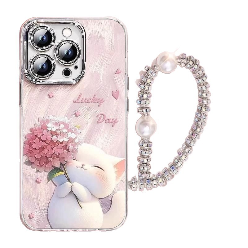 捧花猫咪适用苹果16ProMax手机壳iPhone15/14镜头膜13/12创意11XS|undefined