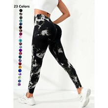H 77317 Seams Knit Tie Dye Yoga Pants ��Ⱦ�٤ѝ �羳���l