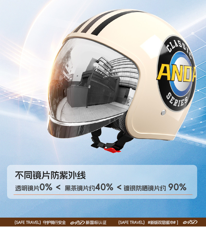 Ad Electric Motorcycle Helmet 3C Certified Men's and Women's All-Season Half Helmet Winter Warm Battery Car Safety Helmet