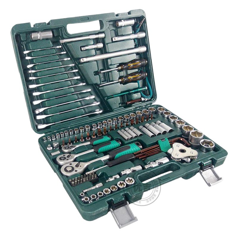 Juego de herramientas de reparación de automóviles de 121 piezas, llave de trinquete, herramientas de reparación de automóviles, kit de reparación a bordo, juego completo.