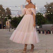 2021春夏跨境亚马逊新款欧美女装蕾丝长袖抹胸纯色雪纺夏季连衣裙