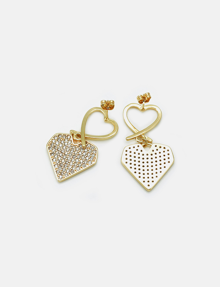 Fashion Gold-plated Zircon Heart-shaped Earrings display picture 3