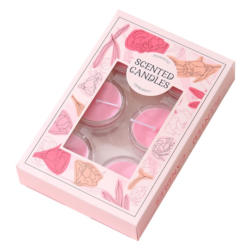 Vaso de vidrio de 8 horas pequeña vela de bananas redonda aceite esencial prueba de fragancia tipo vela sin humo vela vela de cena fábrica al por mayor