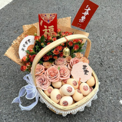 産後卵花バスケット diy 材料パッケージ織りフラワーアレンジメントバスケット模造籐ポータブルフラワーポットフルーツバスケット母親のための