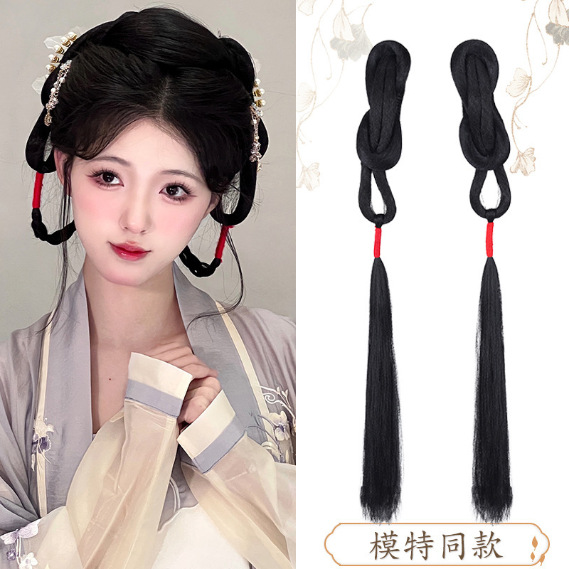 古装新年汉服假发一体式发包古风盘发假发髻明制蝴蝶结发型垫发女|undefined