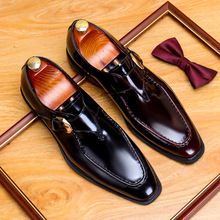 商务正装皮鞋男方头男鞋搭扣鞋子亮皮牛皮真皮韩版结婚鞋西装皮鞋