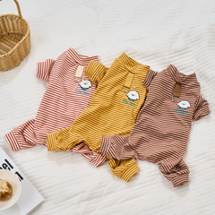 狗狗衣服秋冬装德绒条纹四脚衣泰迪比熊小型犬宠物冬季四腿打底衫