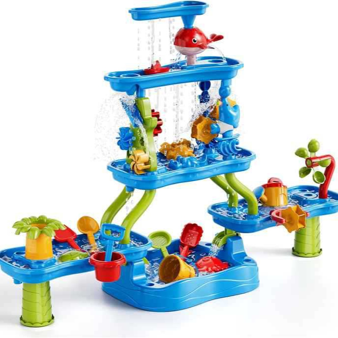 Mesa de playa transfronteriza, juguetes para niños, interior al aire libre, mesa de agua de playa de cinco pisos, juguetes educativos interactivos para padres e hijos al por mayor