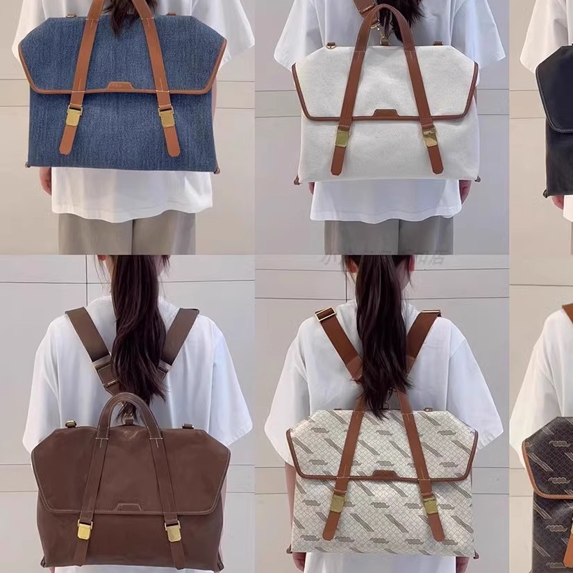 star-style canvas denim backpack large capacity handbag with pine briefcase series under the mountain