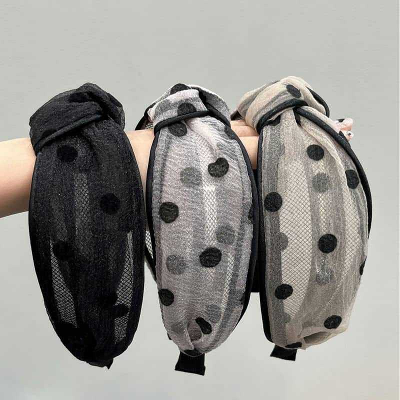 メッシュ水玉ヘッドバンドつば広大人の甘いヘアピンハイスカル洗顔圧力ヘアヘッドバンド韓国インターネット有名人のヘアアクセサリー卸売