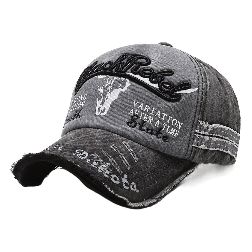 Retro Embroidered Letters Washed Baseball Cap Old Sun Hat Men and Women Sun Protection Peaked Hat Sun Hat Korean Style Trendy