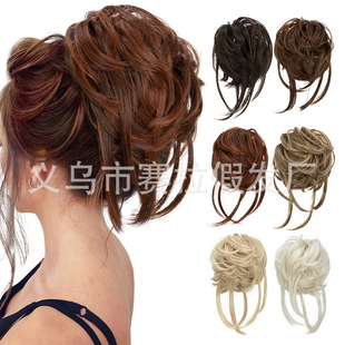Foreign Trade European and American Cross-Border Wig Hair Band Long Beard Lazy Fluffy Natural Women's Headwear Bun Hair Bag Ready for Sale
