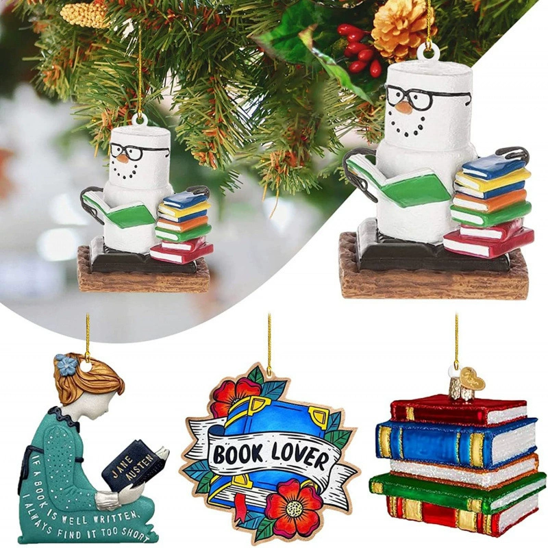 Новый трансграничный креативный читатель книжка подвеска для дома рождественская елка украшения акрилная подвеска подвеска