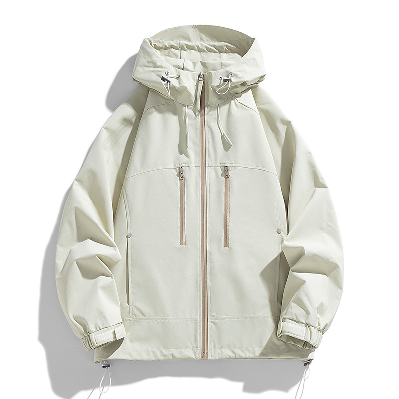 Trajes de asalto transfronterizos de primavera y otoño al aire libre con capuz impermeable suelta chaqueta de pareja chaqueta para hombre
