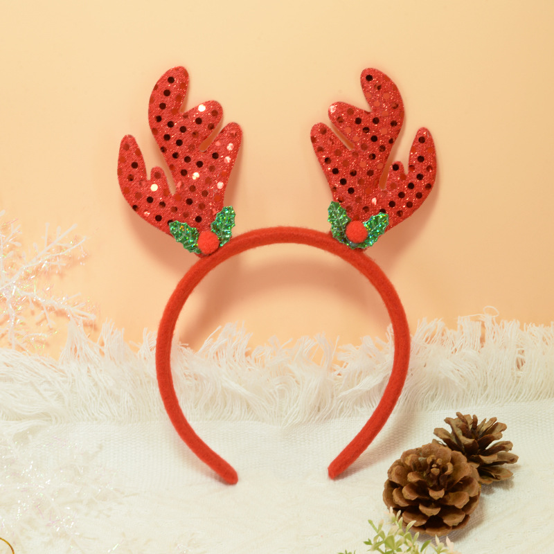 Adorable cabello de Navidad corno de ciervo cinco estrellas cabeza de banda de cabello de Navidad para niños corpos de cabello de decoración accesorios clipes de cabello