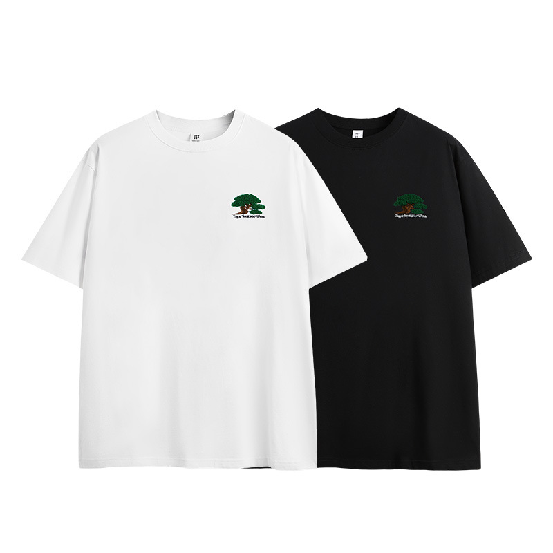 Ropa para Hombre Jie Zhan | Camiseta de manga corta para hombre, estilo casual, con bordado de pino, nueva colección primavera/verano 2025, marca de moda, estilo simple y personalidad.