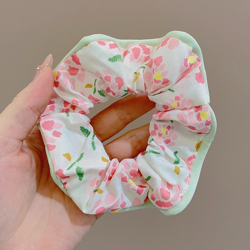 Corbata de pelo de intestino de lunares de crema grande coreana, gomas de goma de cola de caballo suaves para mujer, accesorios para el cabello de bola, accesorios para el cabello, cuerda para la cabeza
