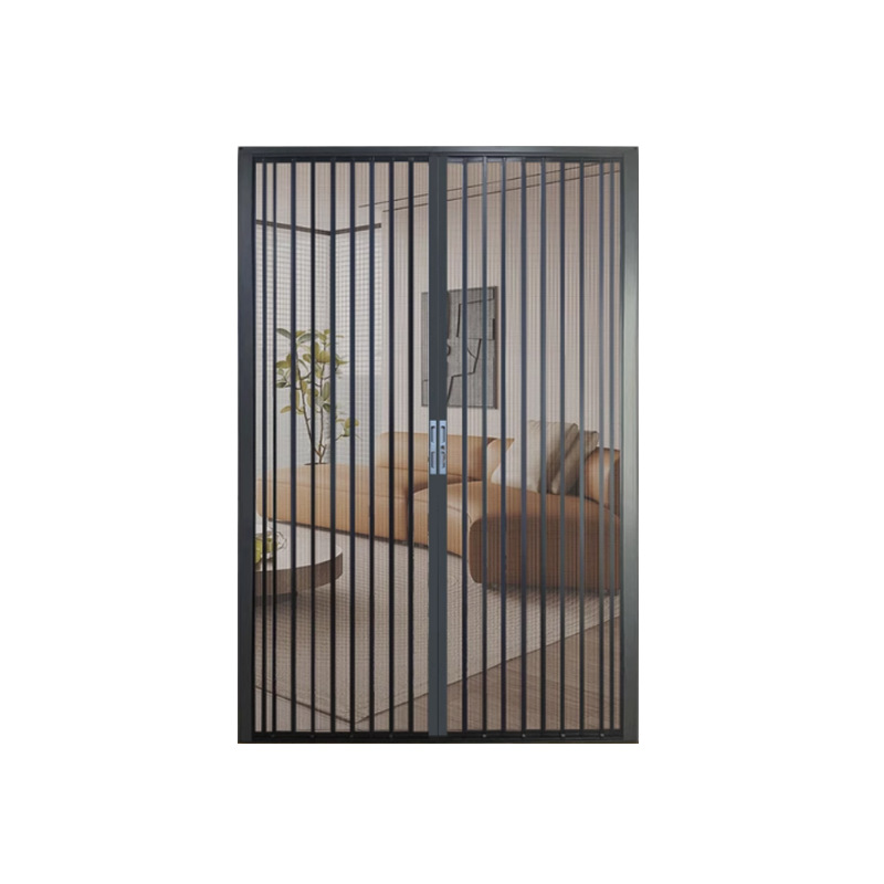 Puerta de pantalla plegable a prueba de mosquitos gatos y perros con cerradura antirrobo invisible retráctil empujador tipo puerta de pantalla de aleación de aluminio personalizada