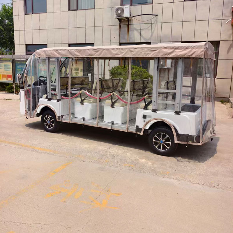 Electric sightseeing vehicle with 8-23 seats, scenic area shuttle vehicle, rainproof curtain, lithium battery sightseeing vehicle