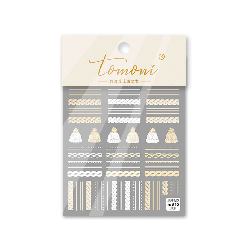 Otoño e Invierno popular realzado suéter 2022 nuevo uñas pegatinas patrón decorativo Navidad Snowflake copo de dibujos animados lindo