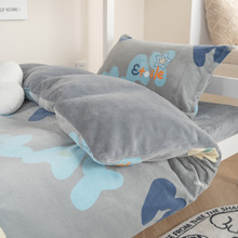 冬季加厚牛奶绒四件套双面珊瑚绒被套法兰绒儿童床单床笠床上用品