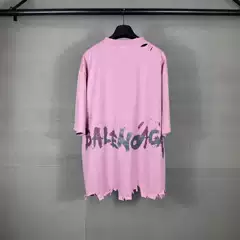 Balenciaga 2025 Spring Summer New Graffiti Embroidered Wheat Ears Round Neck Short Sleeve T-Shirt Couple's Style Dropshipping Wholesale
