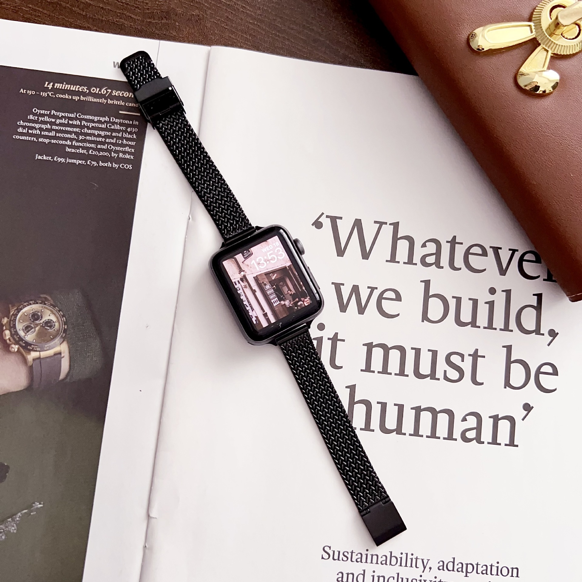 Suitable for apple watch se Apple 5678 generation watch metal wheat V-shaped buckle small waist strap