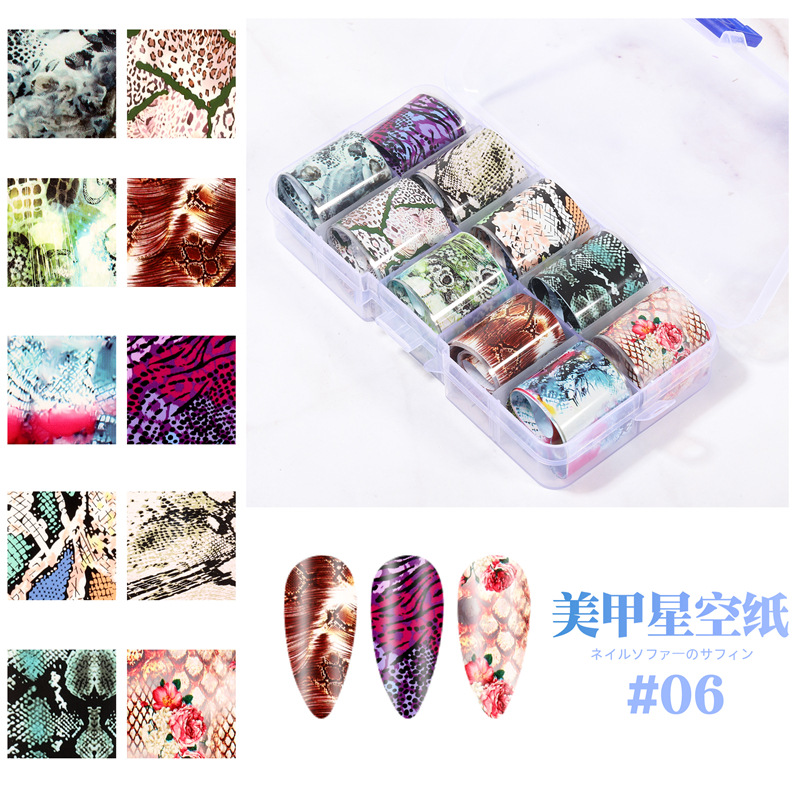 2021 nueva transferencia de Arte de uñas cielo estrellado papel mármol Flor Mariposa patrón de serpiente uñas pegatina de transferencia de cielo estrellado