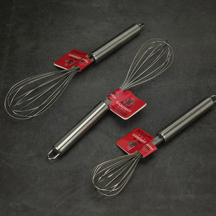 Non-Magnetic Egg Beater with Hook, Flat Head, All-Steel Egg Beater, Large Handle Egg Beater, Cream Batter Mixer