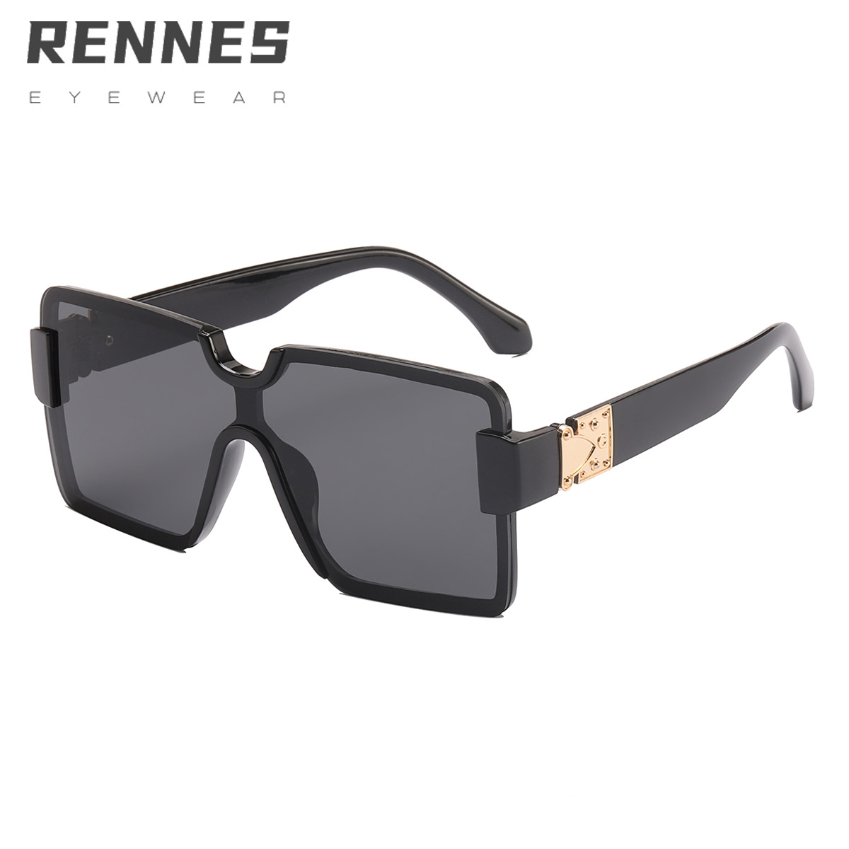 2022 nueva moda personalizada sin montura de una pieza gafas de sol cuadradas casual retro gafas de sol de tiro callejero 98060