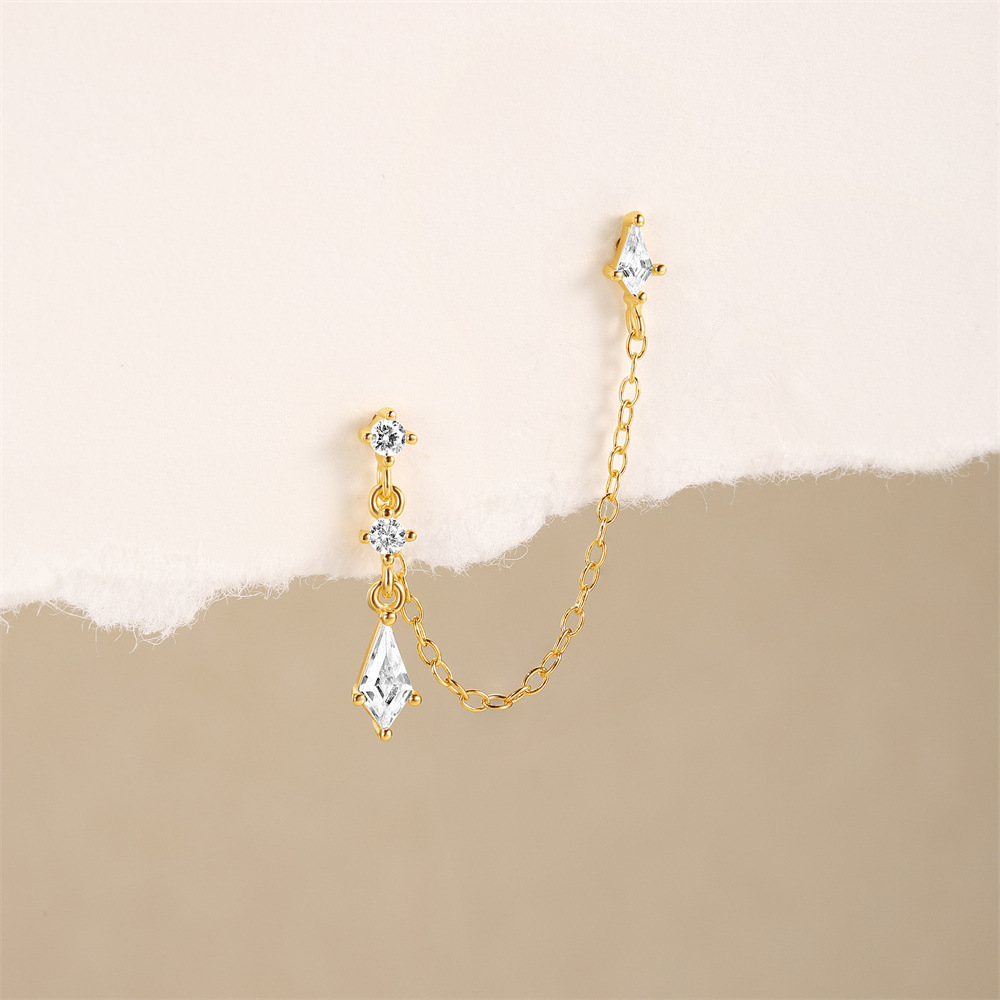 1 Piece 925 Sterling Silver Zircon Geometric Ear Cuffs Ear Studs display picture 6