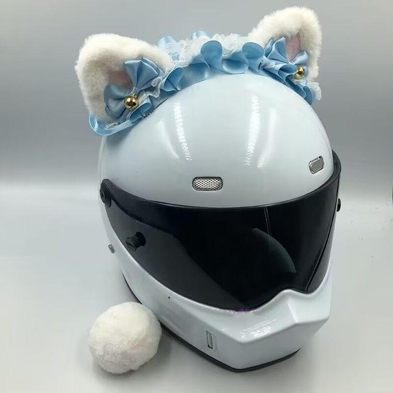 Motuoche – Auto Parts and Accessories Cat Ears - white-ears-blue-silk-lolita-headband-tail