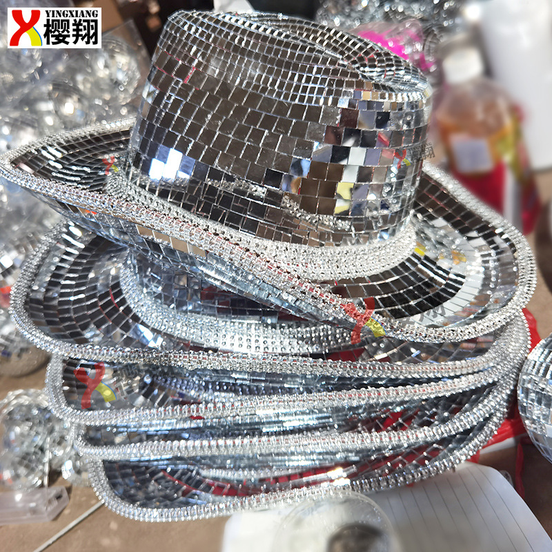Sombrero de Espejo Disco, Sombrero de Pescador Láser, Estilo Nuevo Transfronterizo, Sombrero de Vaquero Reflectante para Fiesta de Baile, Moderno, Brillante y Genial