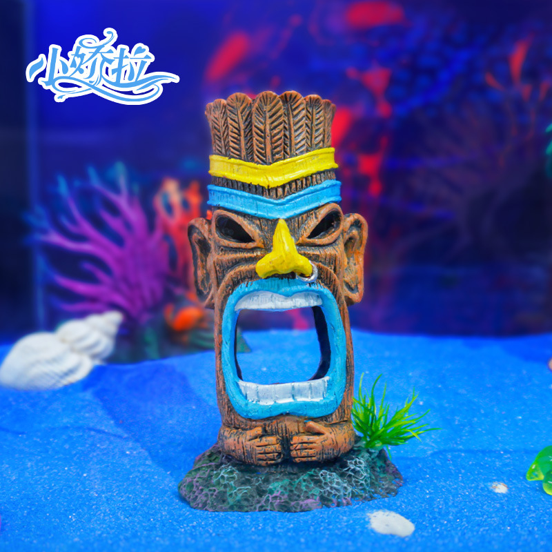 Nueva Decoración de Resina para Peceras con Figura de Indio Nativo de Indiana, Escondite para Reptiles, Venta al por Mayor del Fabricante