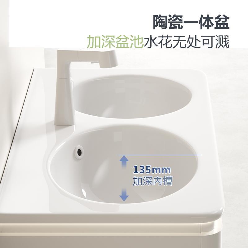 Gabinete de baño de madera sólida pareja padres-hijos lavabo lavabo cerámica de lavado de cara doble lavabo