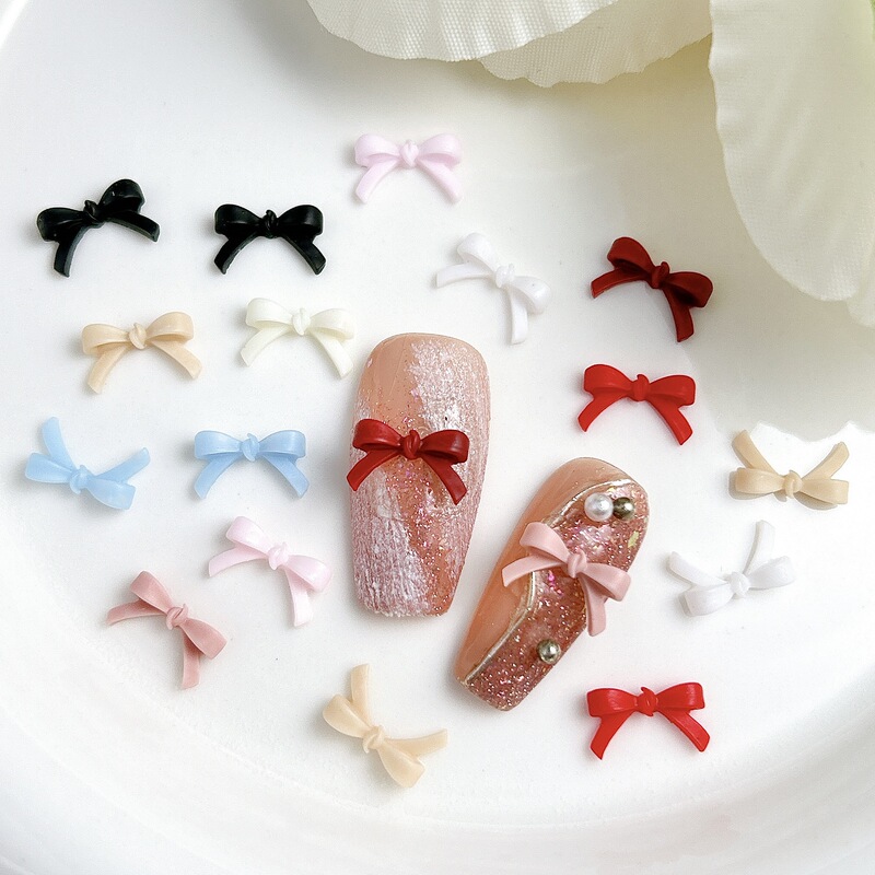 Mini bow nail accessories mixed explosions solid color Ancola red big small size resin nail accessories wholesale