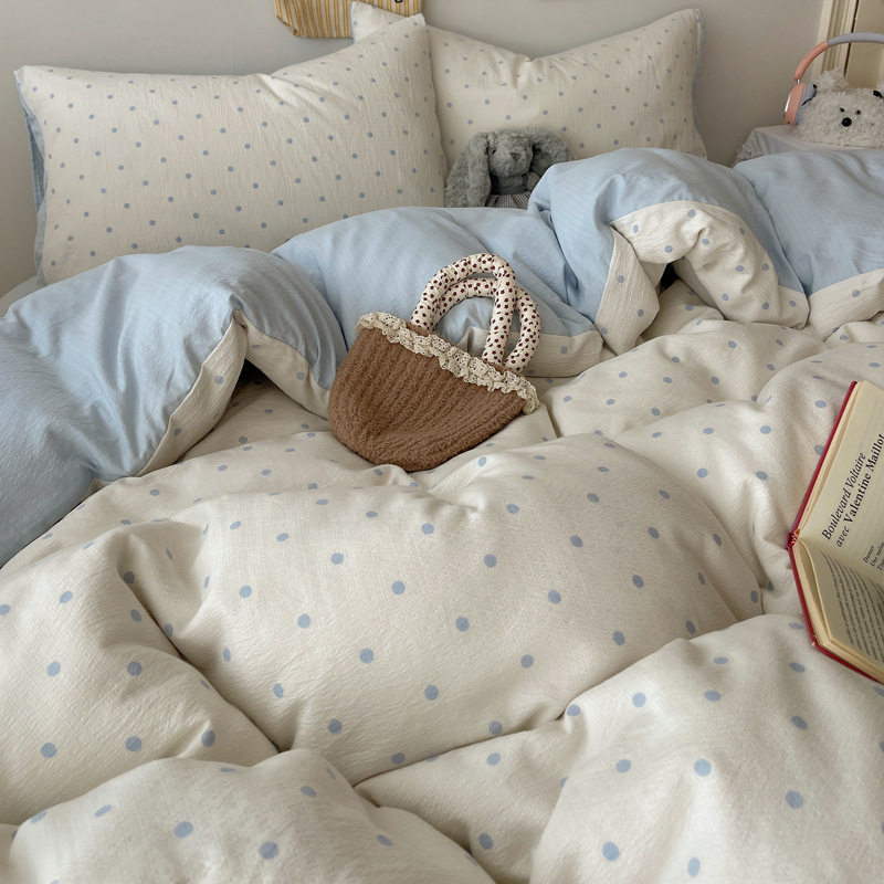 Madre y bebé clase A cuatro piezas de algodón doble hilo ropa de cama ins sábanas de flores trituradas cubierta dormitorio tres piezas de conjunto